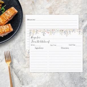 Elegant vattenfärg färgrik blomster receptkort