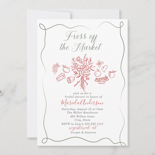 Elegant Vattenfärg färsk från Möhippan Sh Inbjudningar (Framsida)