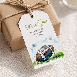 Elegant vattenfärg fotboll baby shower presentetikett