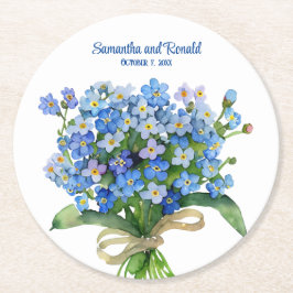 Elegant Vattenfärg Glöm mig-inte Bröllop Underlägg Papper Rund