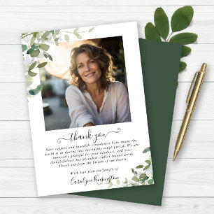 Elegant Vattenfärg Greenery Funeral Tack Kort
