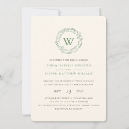 Elegant Vattenfärg Greenery Wandey Bröllop Inbjudningar