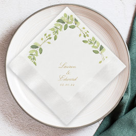 Elegant vattenfärg grönska bröllop pappersservett