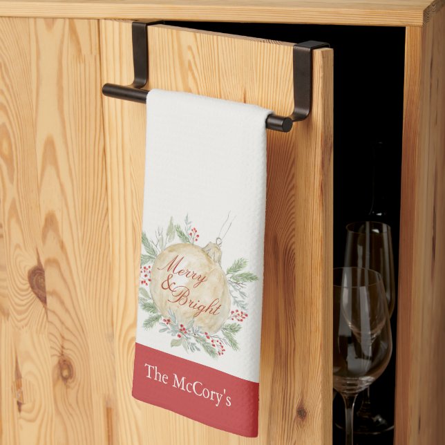 Elegant Vattenfärg Guld Ornament Kökshandduk (Thirds Fold)