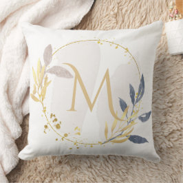 Elegant Vattenfärg Guld Utandning Monogram m Kudde