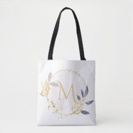 Elegant Vattenfärg Guld Utandning Monogram m Tygkasse