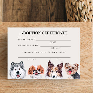 Elegant vattenfärg Hund Adoptionshandling Inbjudningar