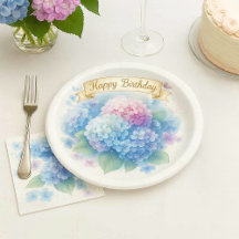 Elegant vattenfärg Hydrangea Blommig Födelsedagsfe