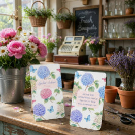 Elegant vattenfärg Hydrangea Blomsterbutik Kort