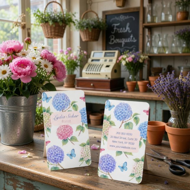 Elegant vattenfärg Hydrangea Blomsterbutik Kort (Skapare uppladdad)