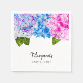 Elegant Vattenfärg Hydrangea Flowers | Babyskor Pappersservett