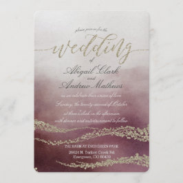 Elegant Vattenfärg i Cranberry Wedding-inbjudan Inbjudningar