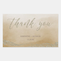 Elegant Vattenfärg i Sand Bröllop Tack