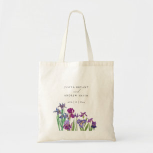 Elegant vattenfärg Iris-blomman bröllop Tygkasse