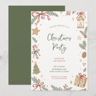 Elegant vattenfärg jul firande inbjudningar
