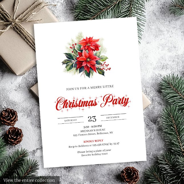 Elegant vattenfärg julbukett semester  inbjudningar (Elegant Watercolor Christmas Bouquet Holiday Invitation)