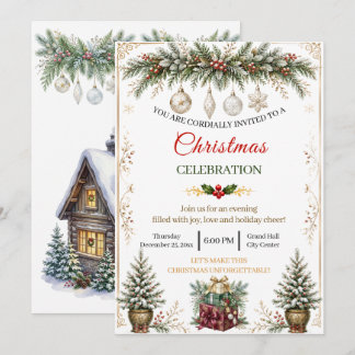 Elegant vattenfärg julfirande inbjudan