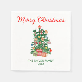 Elegant Vattenfärg Julgran Ornaments & Gift Pappersservett