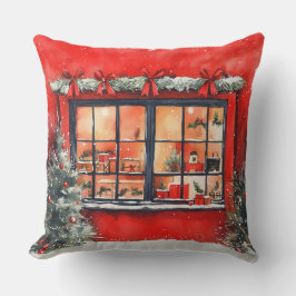 Elegant Vattenfärg Julgran Pillow Kudde