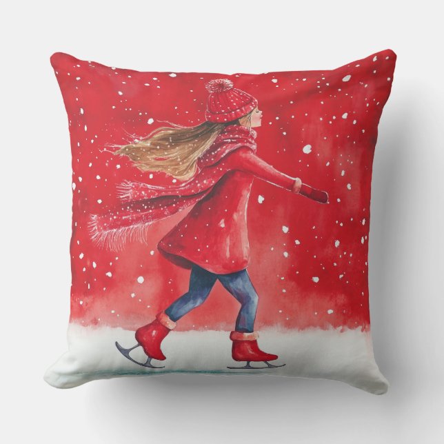 Elegant Vattenfärg Julgran Pillow Kudde (Framsida)