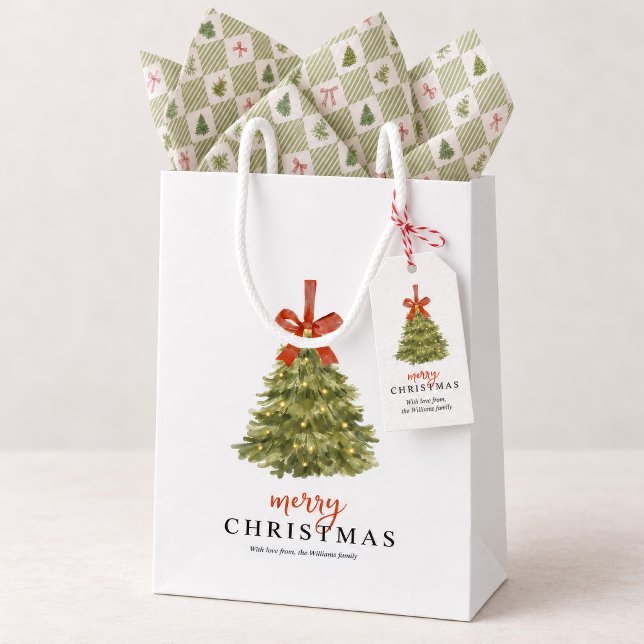 Elegant vattenfärg julgran presentpåse (Skapare uppladdad)