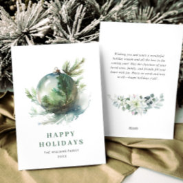 Elegant Vattenfärg Julgransprydnad Hälsning Julkort