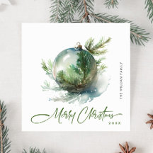 Elegant vattenfärg julgransprydnad hälsning