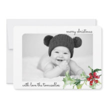 Elegant vattenfärg julhagtorn bär script foto