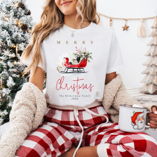 Elegant Vattenfärg Julsläde Anpassad T Shirt