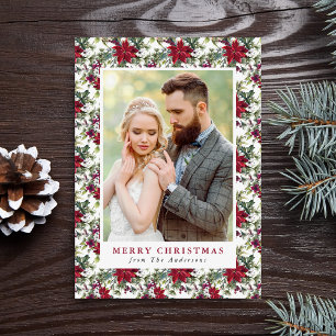 Elegant vattenfärg julstjärna mönster foto julkort