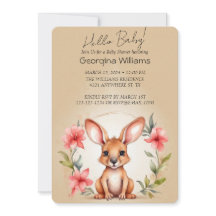 Elegant Vattenfärg Kangaroo Baby Shower