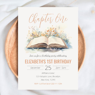 Elegant Vattenfärg Kapitel 1 Storybook Birthday Inbjudningar