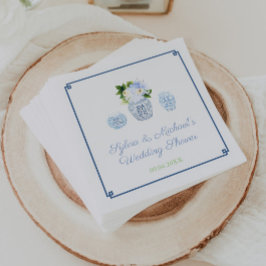Elegant vattenfärg krukahyllning bröllopsdusch fes pappersservett