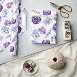 Elegant vattenfärg lavendel blomsterbröllop  presentpapper