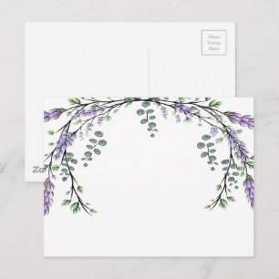 Elegant vattenfärg Lavendel och Eukalyptus Vykort