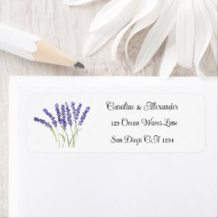 Elegant vattenfärg lavendel örter blommande bröllo returadress etikett