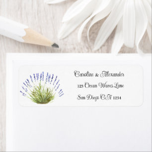 Elegant vattenfärg lavendel örter blommande bröllo returadress etikett
