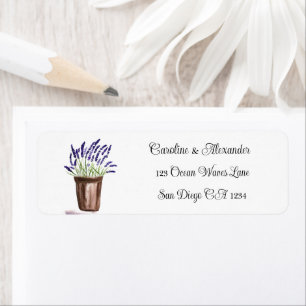Elegant vattenfärg lavendel örter blommande bröllo returadress etikett