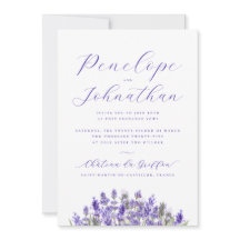 Elegant vattenfärg lavendel script bröllop