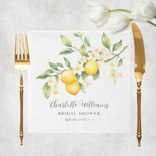 Elegant vattenfärg Lemon Bröllopsdusch Pappersservett