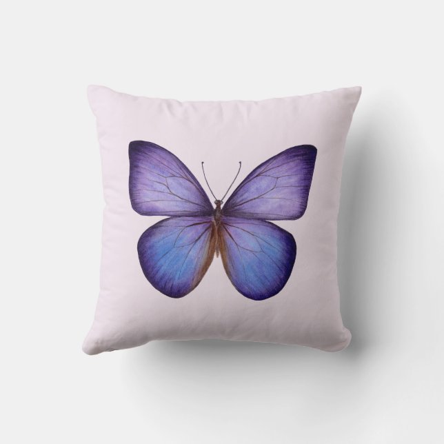 Elegant Vattenfärg Lila Fjäril Kudde (Baksida)