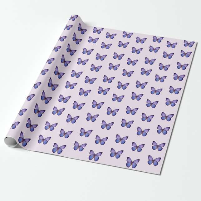 Elegant Vattenfärg Lila Fjäril Presentpapper (Utrullad)