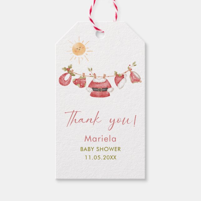 Elegant Vattenfärg Little Star Santa Baby Shower Presentetikett (Framsidan)