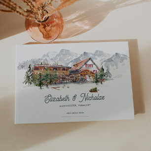 Elegant vattenfärg lokal illustrations bröllop gästböcker