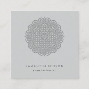 Elegant Vattenfärg Lotus Blomma Logotyp Yoga Fyrkantigt Visitkort