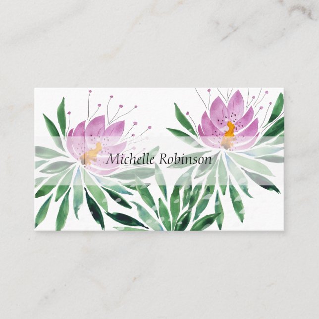 Elegant Vattenfärg Lotus Flower-Professionell Visitkort (Framsida)
