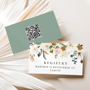 Elegant vattenfärg magnolior QR-kod för barnregist Tilläggskort