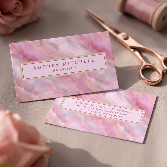 Elegant vattenfärg marmor visitkort (Simulated business cards on table)