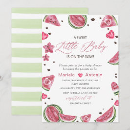 Elegant Vattenfärg Melon Baby Shower Inbjudningar