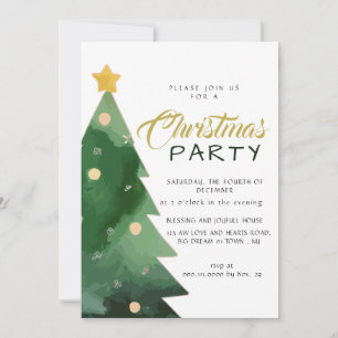Elegant vattenfärg minimalistisk julfest inbjudningar